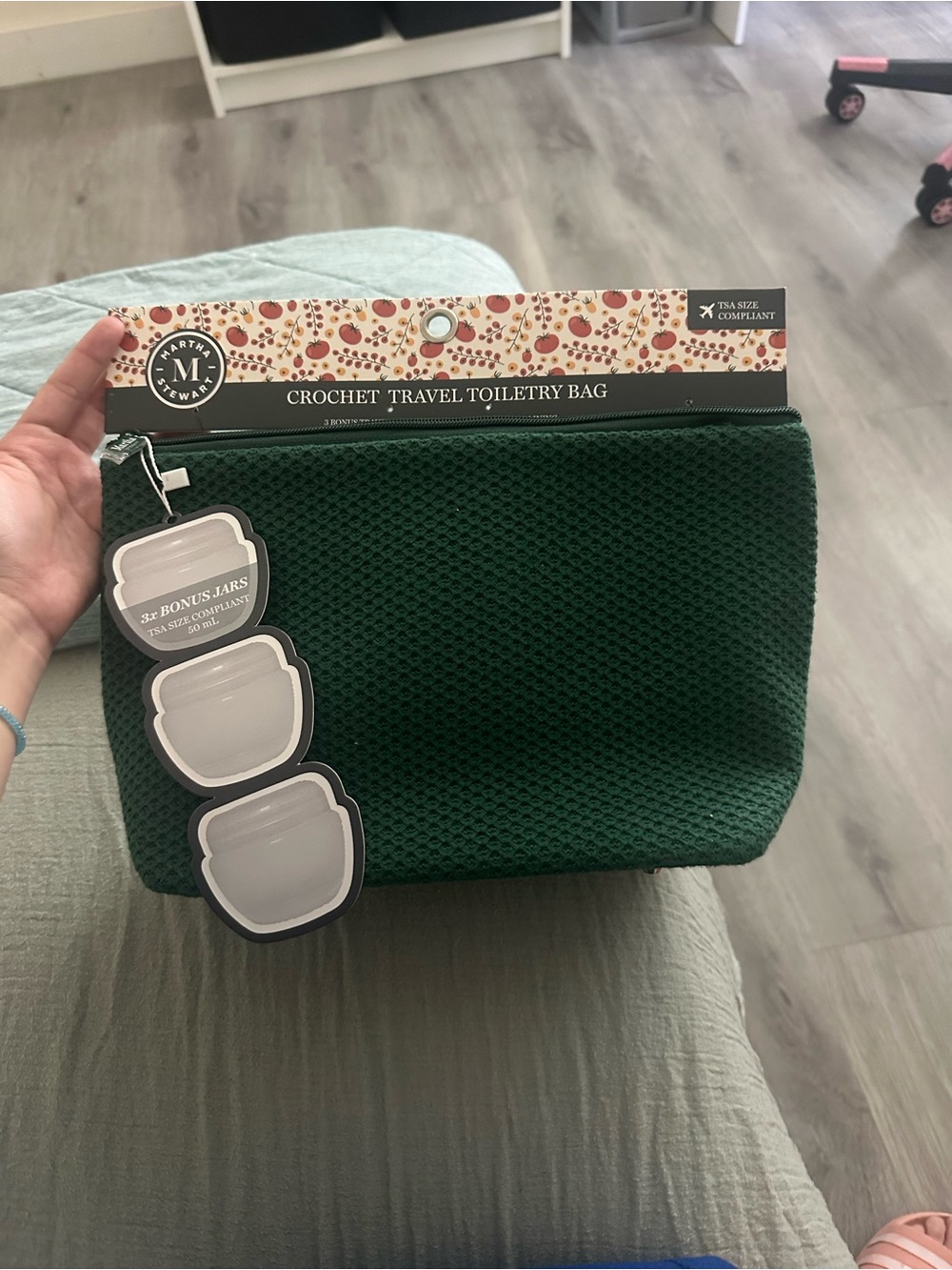 Martha Stewart Crochet Travel Toiletry Bag - Forest Green